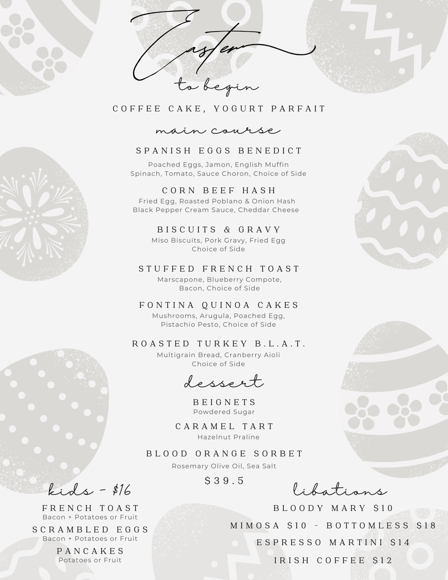 Easter Brunch Menu 4.5.26
