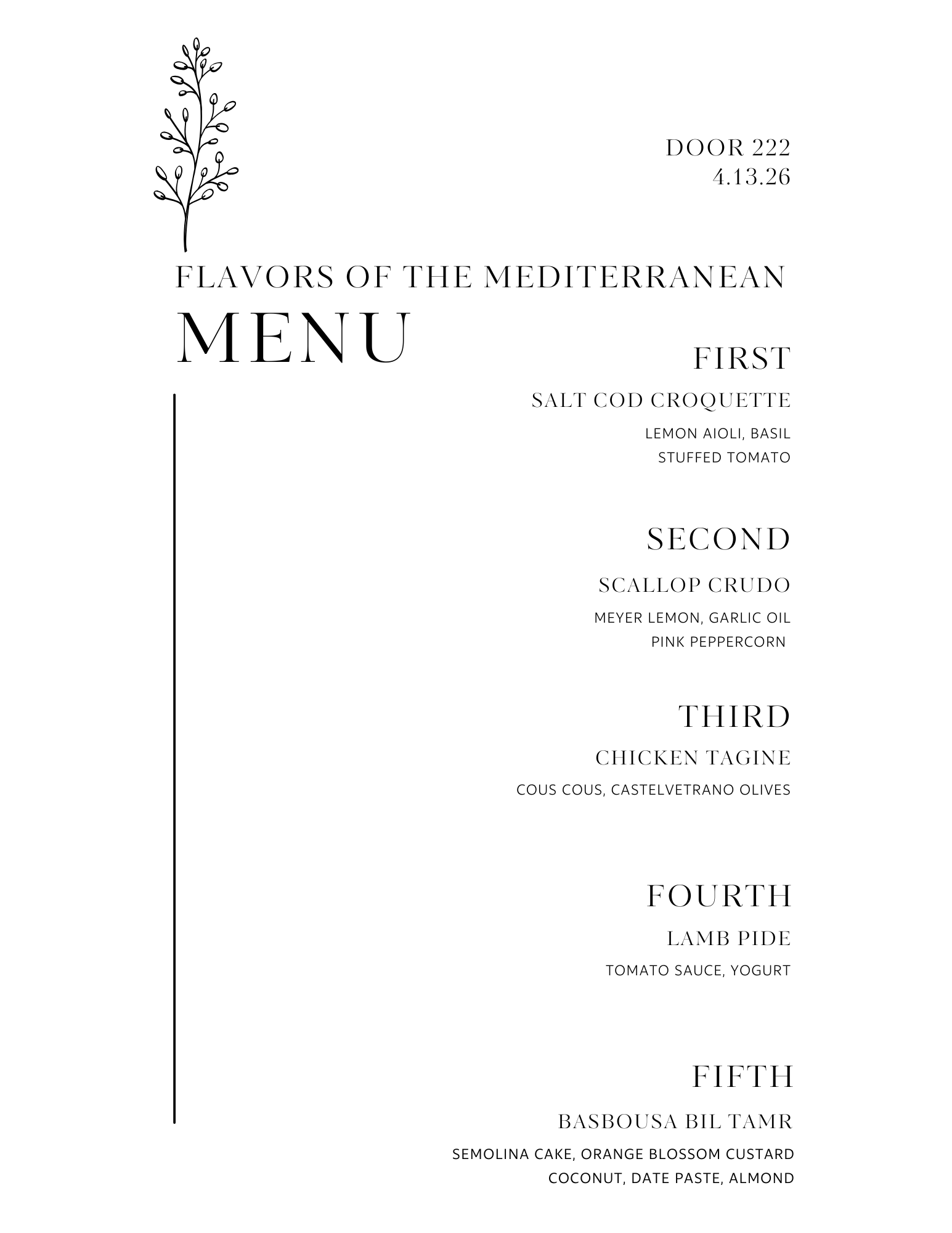 Mediterranean Wine Dinner 4.13.26